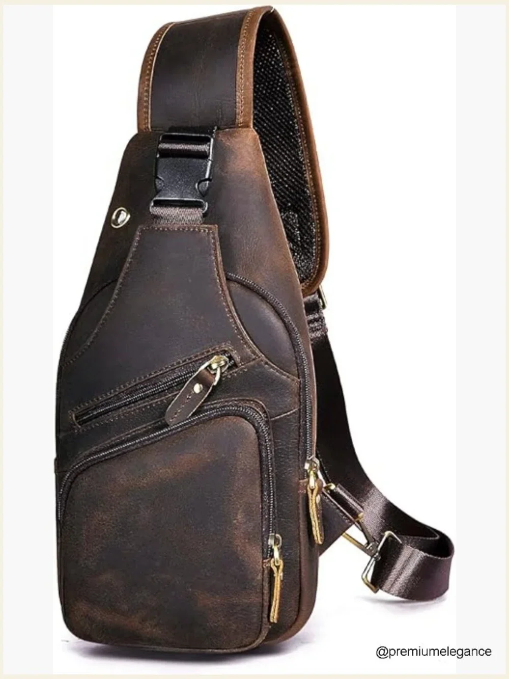 Genuine Leather Crossbody Sling Bag for Men Hiking Travel Chest Bag